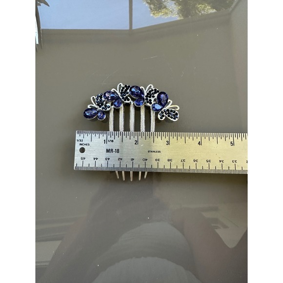 Rhinestone Butterfly Hair Comb‎ Clip Silver Bridal Prom Formal Set of 3 - Picture 5 of 5